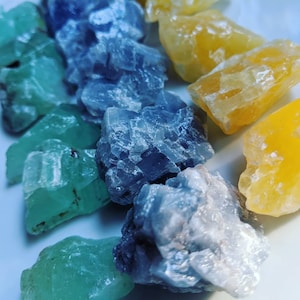 Raw Calcite Bundle, Green Calcite, Blue Calcite, Yellow Calcite, Altar Crystals, Witchy Gifts!