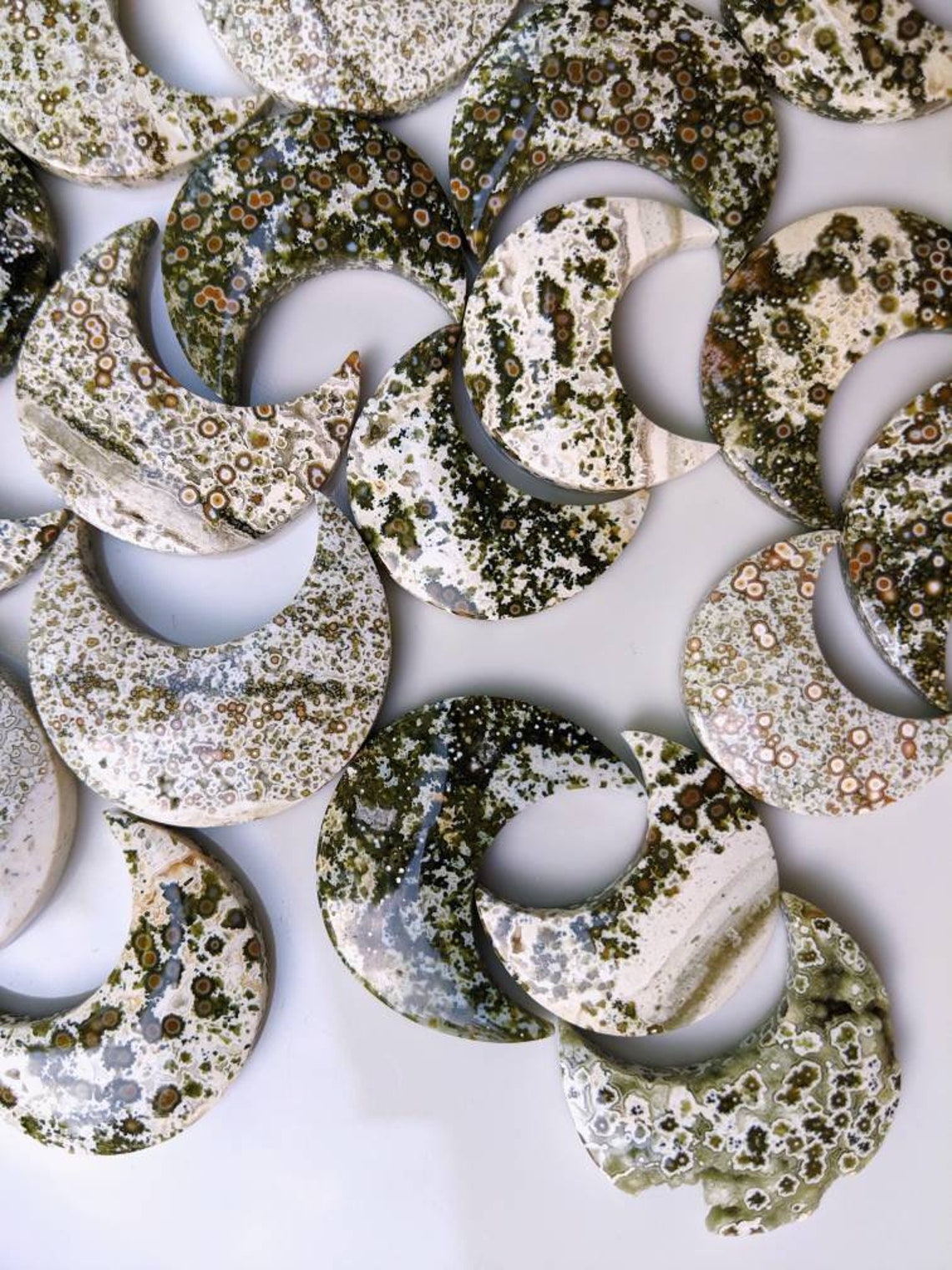 Ocean Jasper Moon Druzy Moon Moon Cabochon Gemstone Moon Etsy