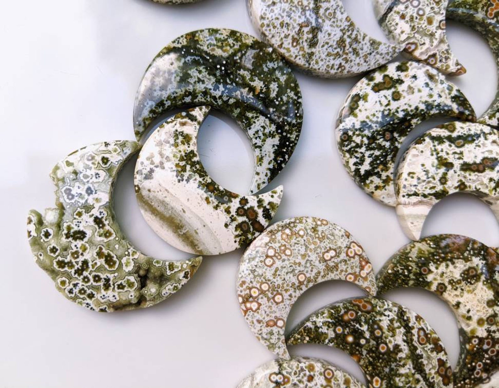 Ocean Jasper Moon Druzy Moon Moon Cabochon Gemstone Moon Etsy