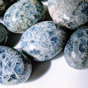 Blue Calcite Palm Stone, Polished Blue Calcite, Witchy Gifts, Crystal Collection!