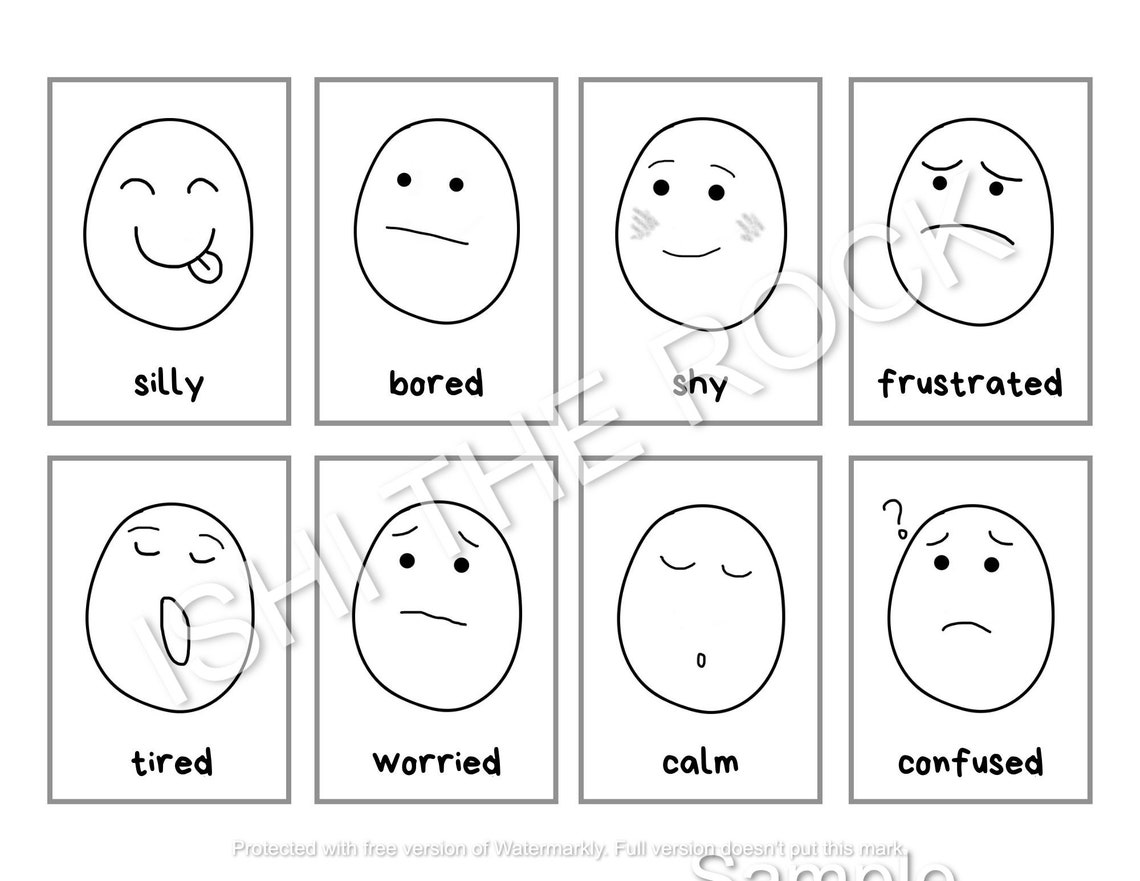 Feelings and Emotions Flashcards Printable Flashcards Big Etsy Canada