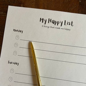 ISHI Printable My Happy List, Happiness List, Happiness Reminder, 3 Things that made me happy, Positivity List, Kids Happy List, Be Happy