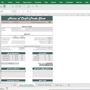 craft show planning worksheet / craft show planning / trade show planning worksheet / craft show planner