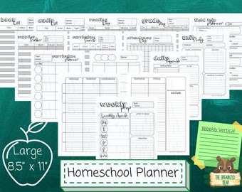 Homeschool Planner Pages: Weekly Vertical Lined Schedule (Digital Download) | SECULAR