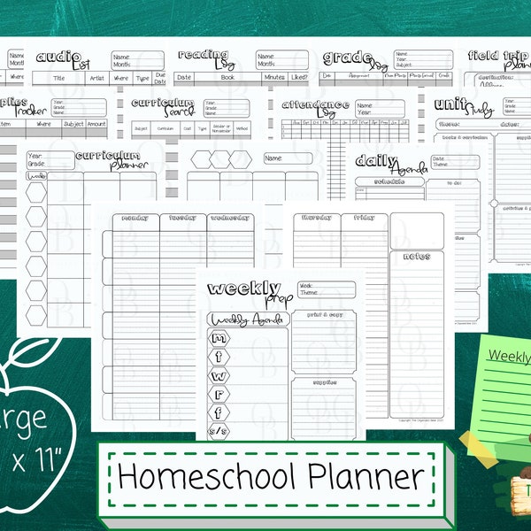 PRINTABLE Weekly Vertical Lined Homeschool Planner Pages | Secular Homeschool Planner Add Ons | Homeschool Curriculum Organizer Schedule