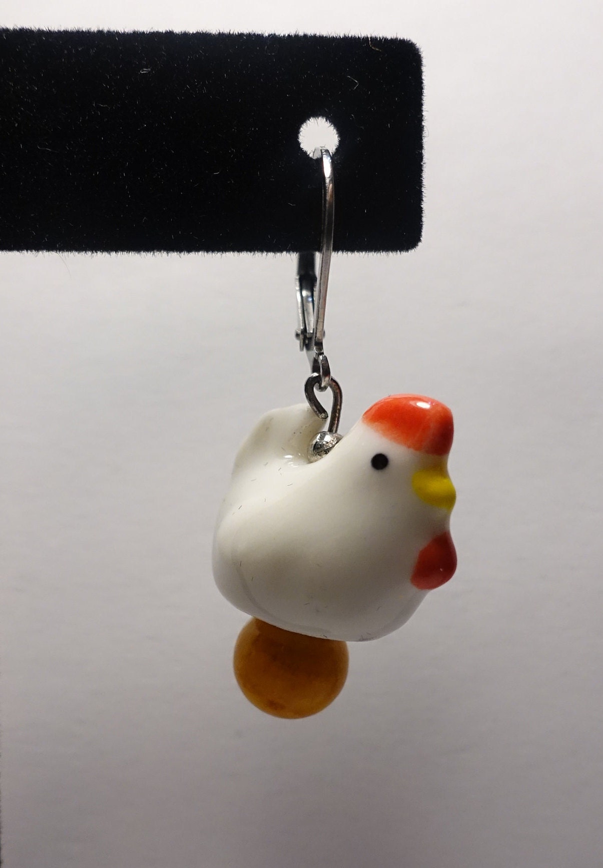 Ceramic Chicken Bead Earrings Etsy Israel