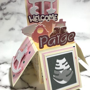 New baby | Baby Girl | Baby Shower | welcome | Handmade card | Personalized card |Pop up Box Card