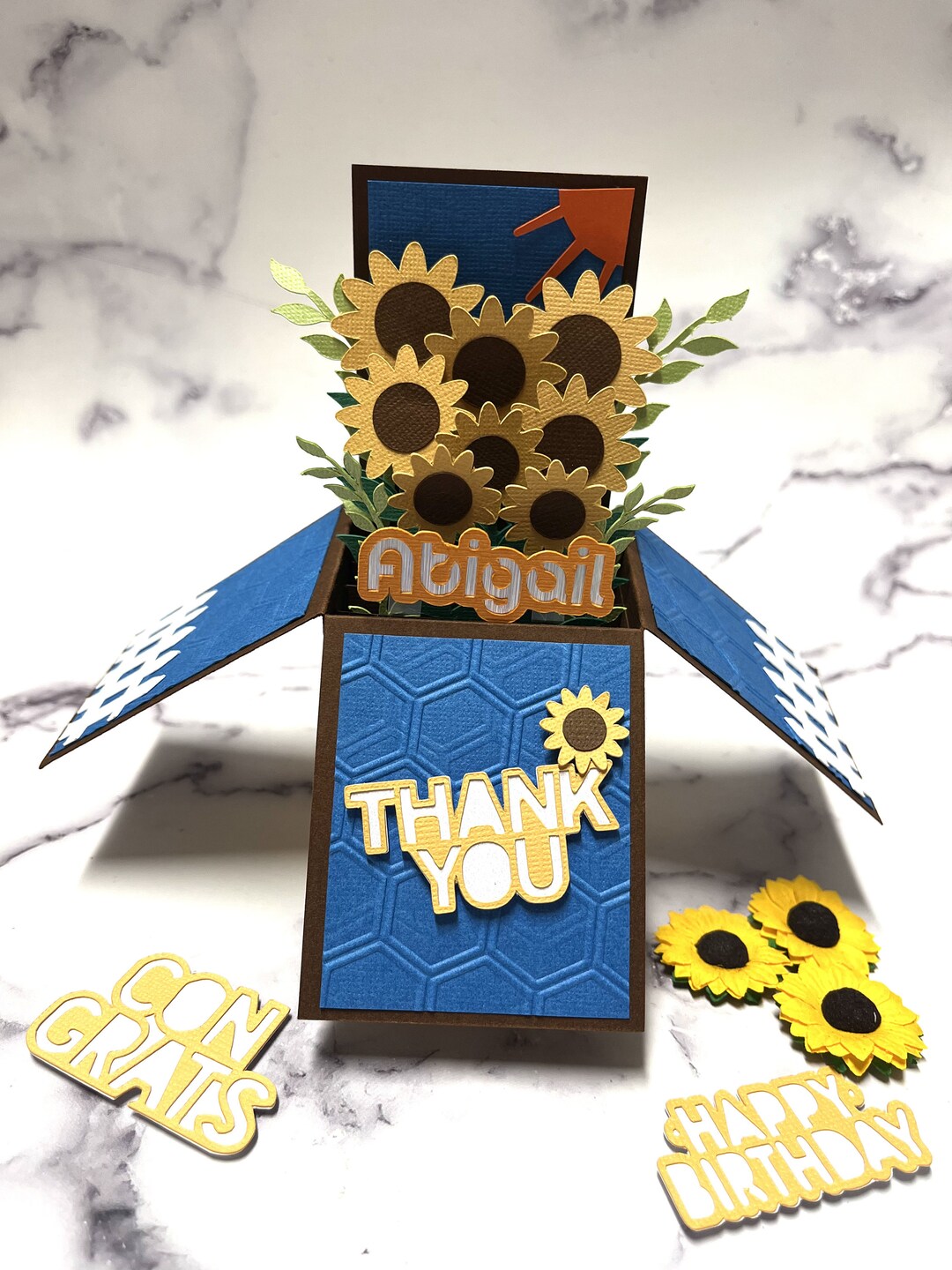 Sunflower Pop up Box Card: Handmade Birthday, Thank You - Etsy