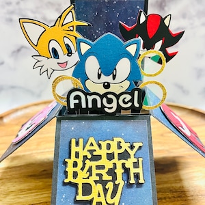 Super Sonic The Hedgehog birthday  | Birthday Card | Children's Birthday card | Handmade card | Customised | Pop up 3D box card