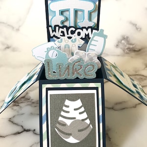 New baby | Baby boy | Baby Shower | welcome | Handmade card | Personalized card |Pop up Box Card
