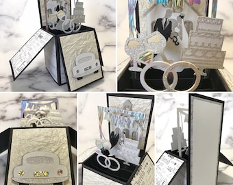 Wedding | Anniversary | Luxury wedding card | Keepsake wedding congratulations | 3D box card | Personalize | handmade card | Personalized