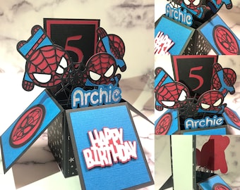 Spiderman birthday  | Birthday Card | Children's Birthday card | Handmade card | Customised | Pop up 3D box card | Spider man theme