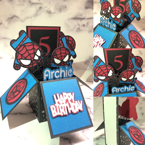 Spiderman birthday  | Birthday Card | Children's Birthday card | Handmade card | Customised | Pop up 3D box card | Spider man theme