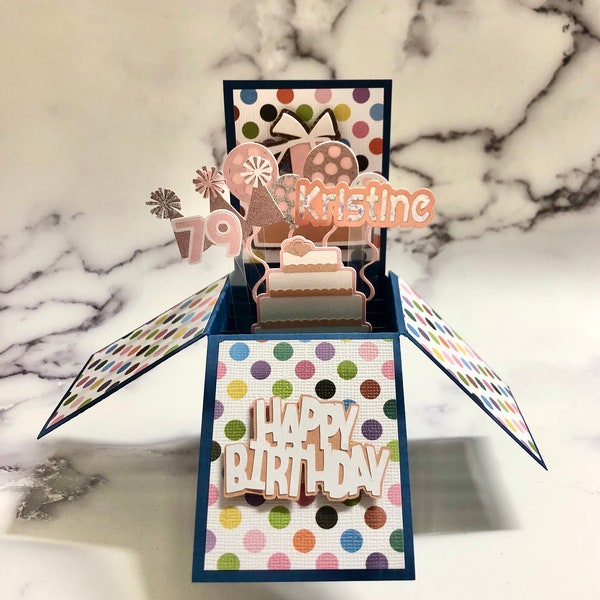 Handmade Birthday Pop Up Box Card: Custom Age & Name