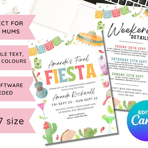 Final Fiesta Bachelorette Itinerary, Fiesta Invitation, Hen Party Printable Itinerary, Instant Download, Canva Template, Bach Party, Evite