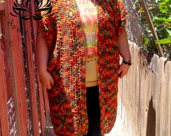 CROCHET PATTERN - Crochet Oversized Plus sized kimono wrap poncho pattern