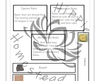 DIGITAL DOWNLOAD - Rocks That Rock, rock type learning activity, printable, homeschool, curriculum