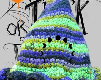 Halloween color themed crochet witch hat