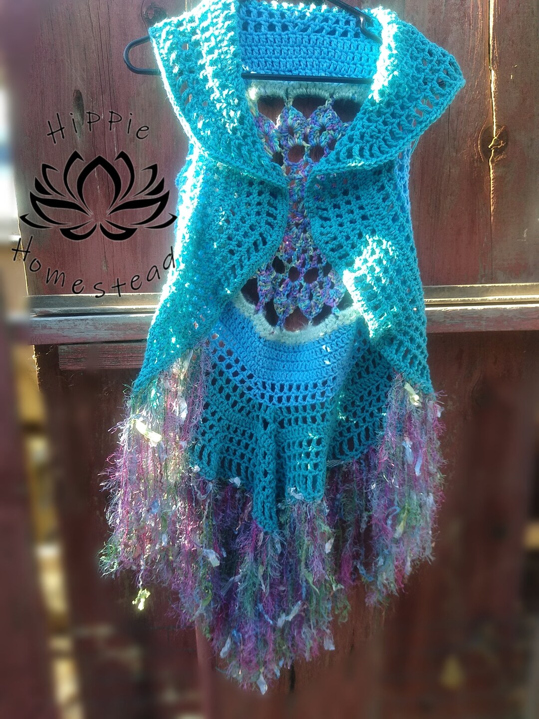 Crochet Blue and Purple Fae Vest, Boho Vest, Festival Vest, Hippie Vest