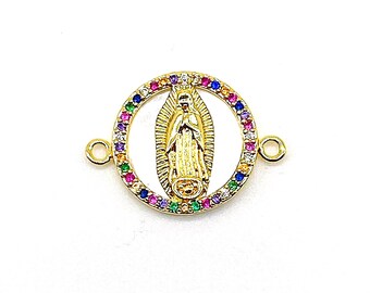 5 pcs Virgencita te Imploro Little Virgin Mary Charm Pendant 30x26mm Antique Bronze or Gold or Silver Lead Free Pewter.SLR0325.