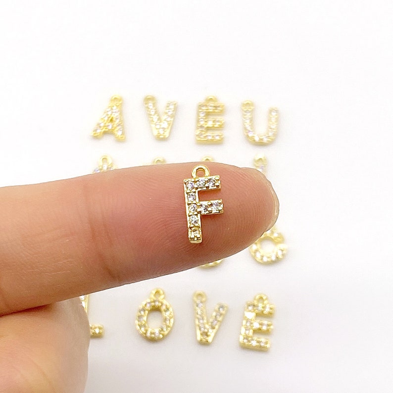 5pcs 18K Gold Plated Jewelry Small 26 Letter Charms For Jewelry Making