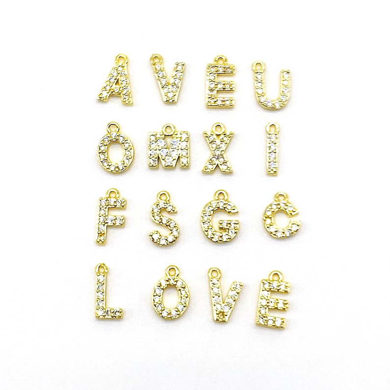 5pcs 18K Gold Plated Jewelry Small 26 Letter Charms For Jewelry Making