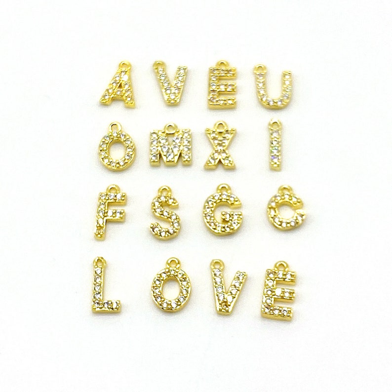 5pcs 18K Gold Plated Jewelry Small 26 Letter Charms For Jewelry Making