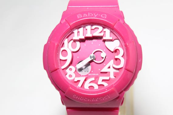 CASIO BGA-130 Pink Analog Digital Neon Dial Baby-g Watch - Etsy