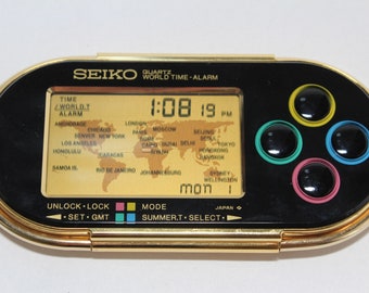 SEIKO World Time Alarm S991-4020 EK702K digital vintage clock Japan