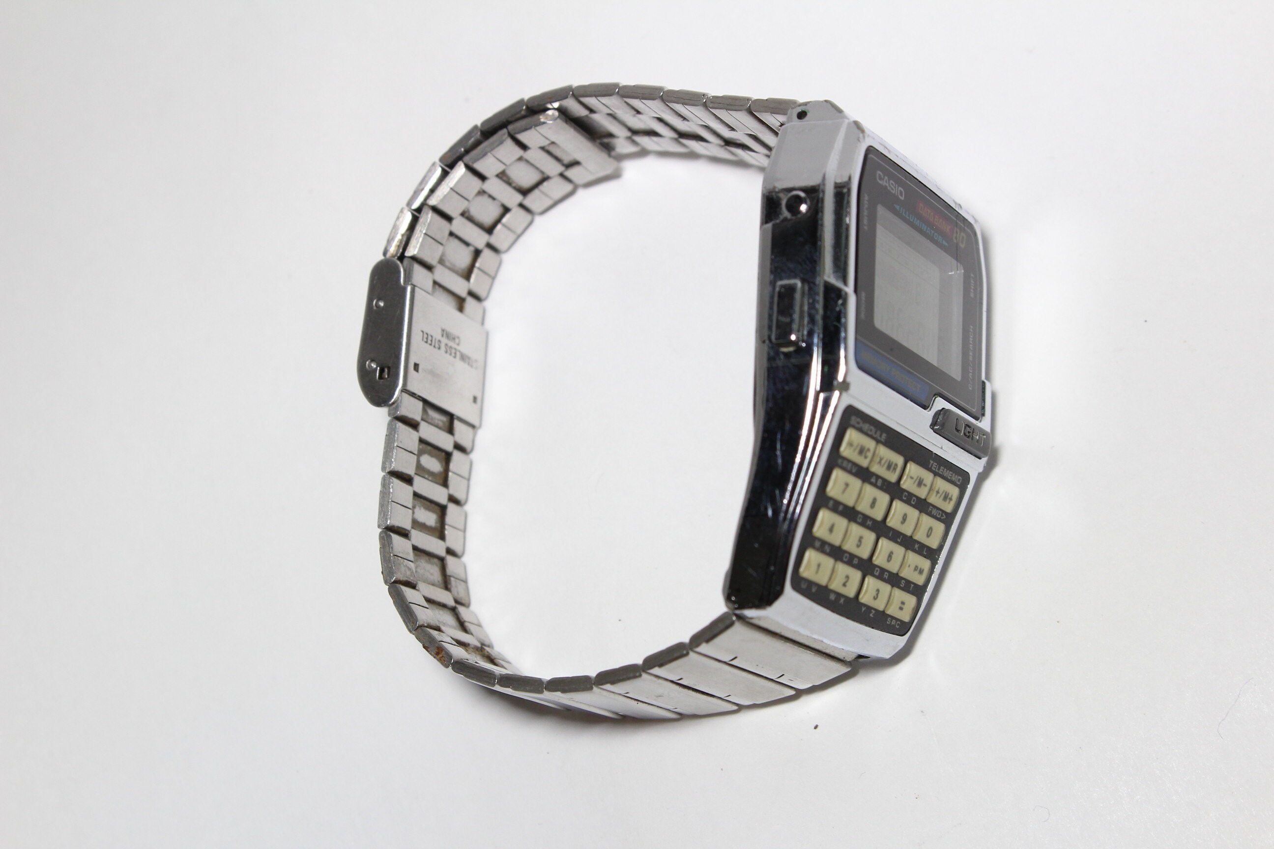 Casio DATA BANK 80 DBC-810 Silver Memory Protect Retro Watch Casio DATA BANK 80 DBC-810 Silver Memory Protect Retro Watch