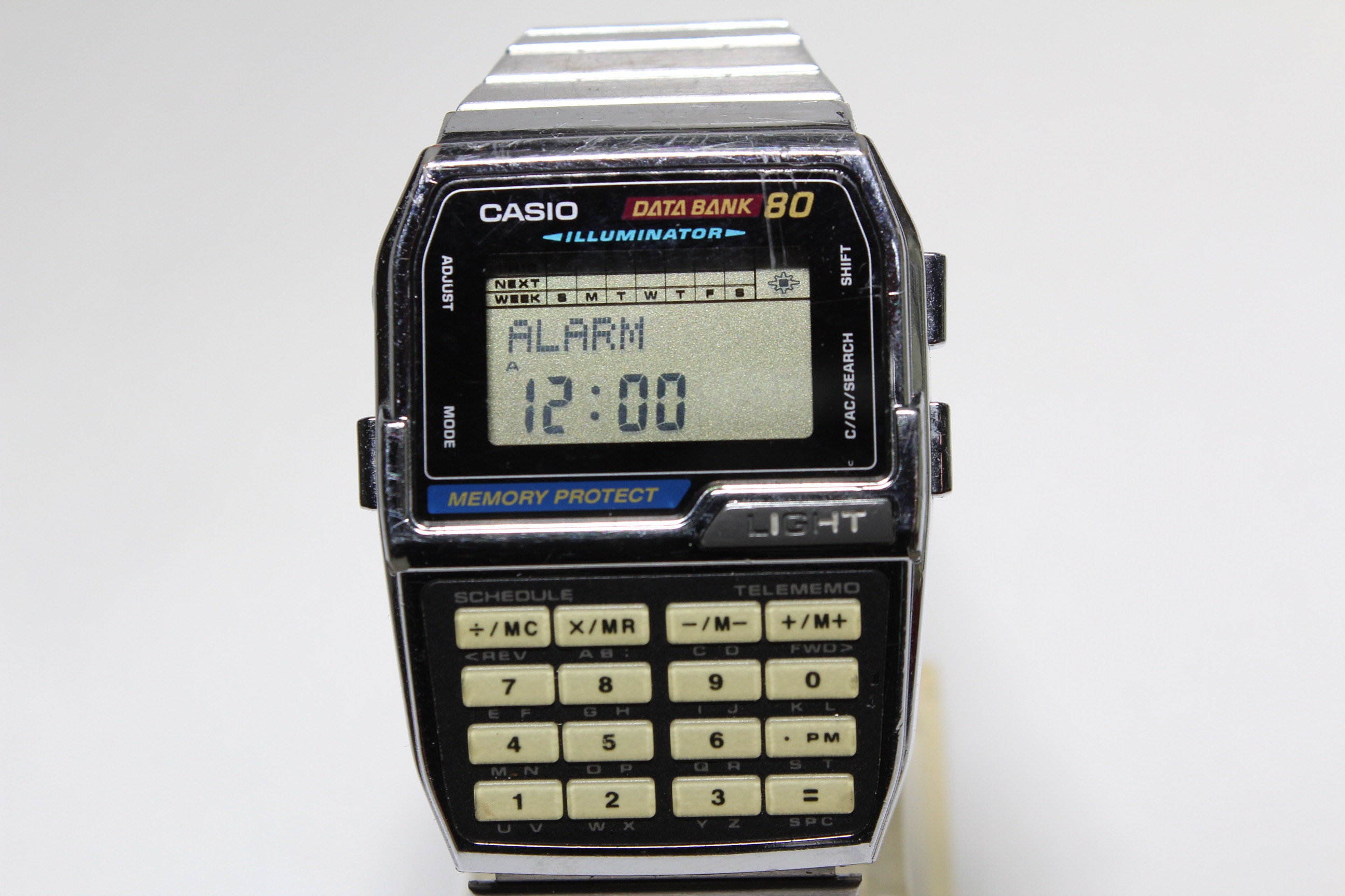 Casio DATA BANK 80 DBC-810 Silver Memory Protect Retro Watch Casio DATA BANK 80 DBC-810 Silver Memory Protect Retro Watch