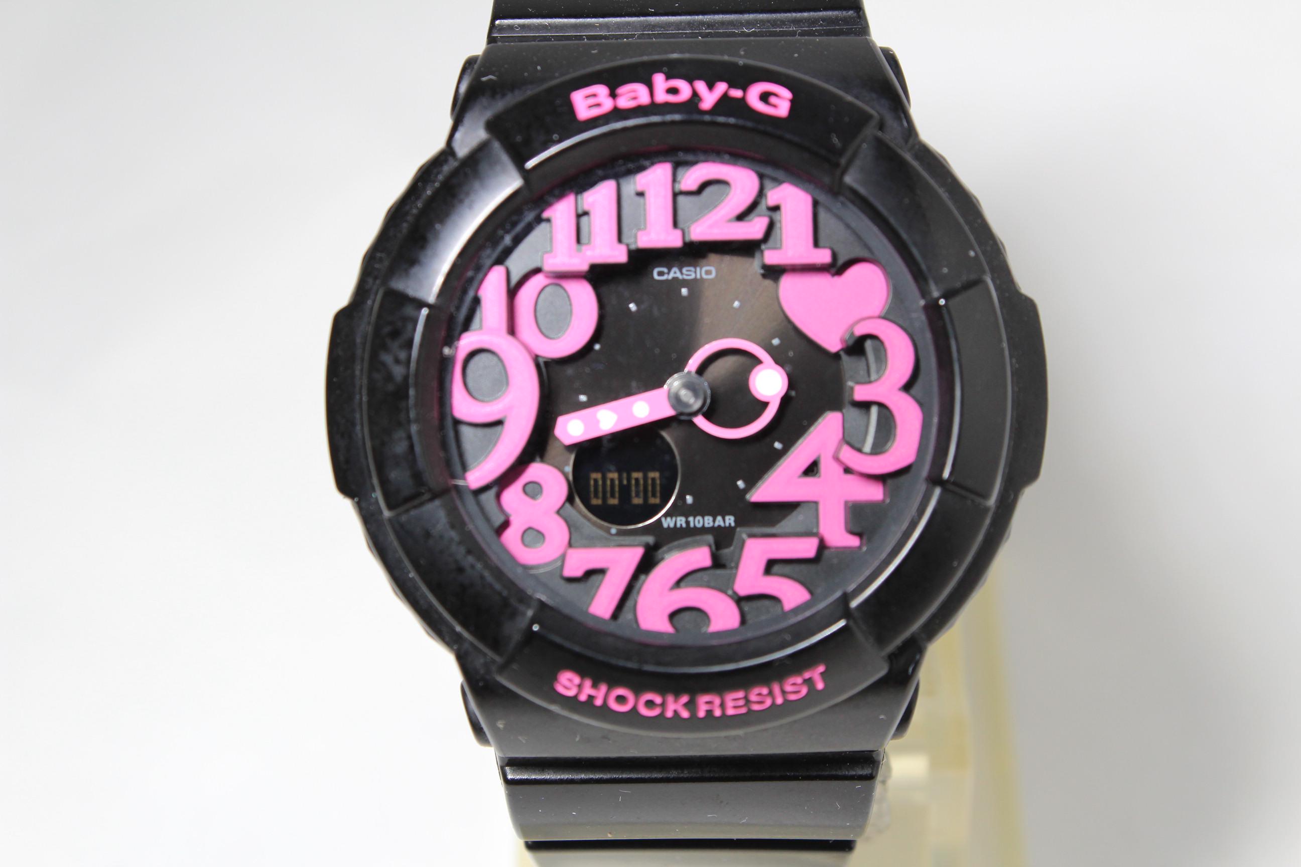 CASIO BGA-130 Black Pink Analog Digital Neon Dial Baby-g
