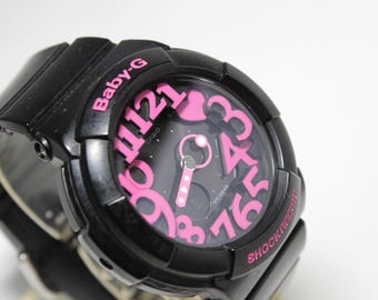 CASIO BGA-130 Black Pink Analog Digital Neon Dial Baby-g