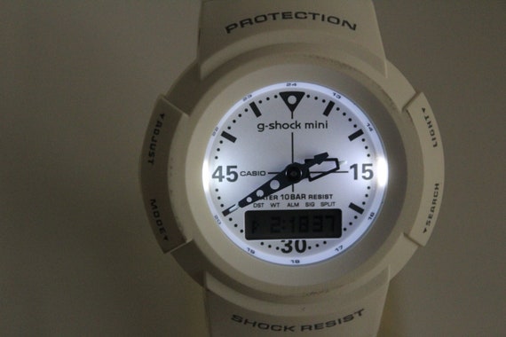 CASIO GMN-50 White Analog Digital Watch G-shock Mini Resistant