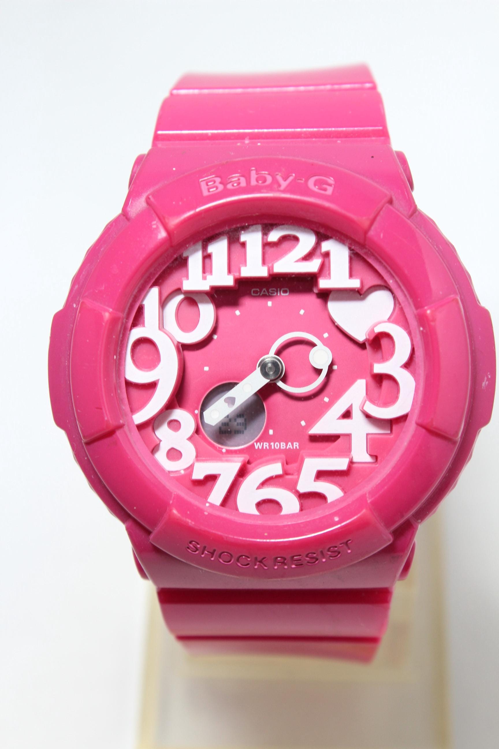 CASIO BGA-130 Pink Analog Digital Neon Dial Baby-g Watch - Etsy