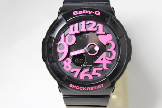 CASIO BGA-130 Black Pink Analog Digital Neon Dial Baby-g Watch - Etsy