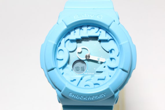 CASIO BGA 130 Blue Analog Digital Neon Dial Baby g Watch Etsy Denmark