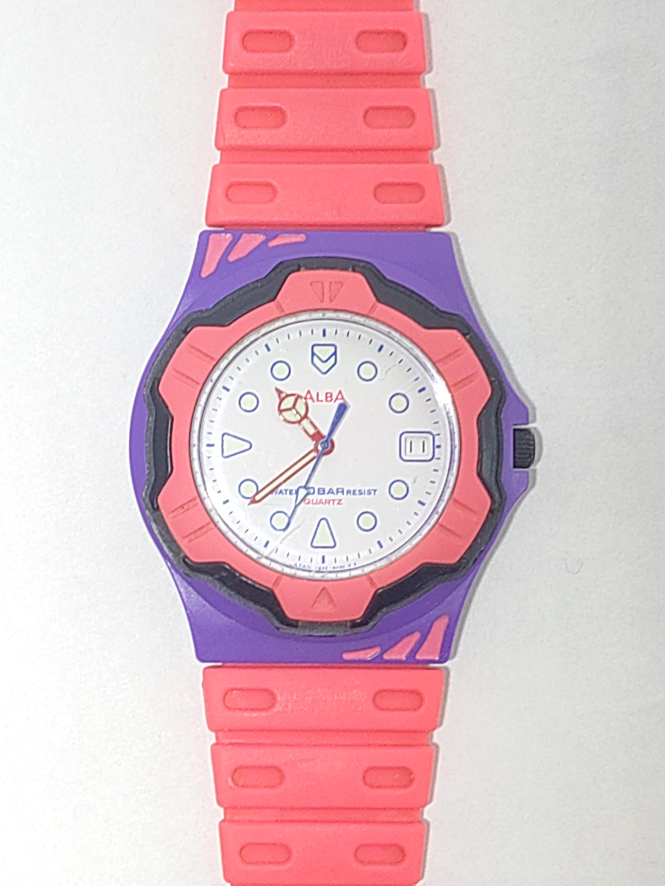 SEIKO ALBA V532-6F50 Vintage Sport Watch Pink Purple - Etsy
