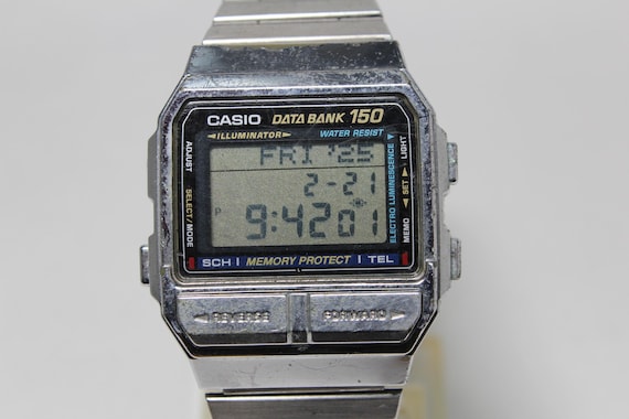 Casio DATA BANK DB-1500 silver telememo vintage s… - image 1