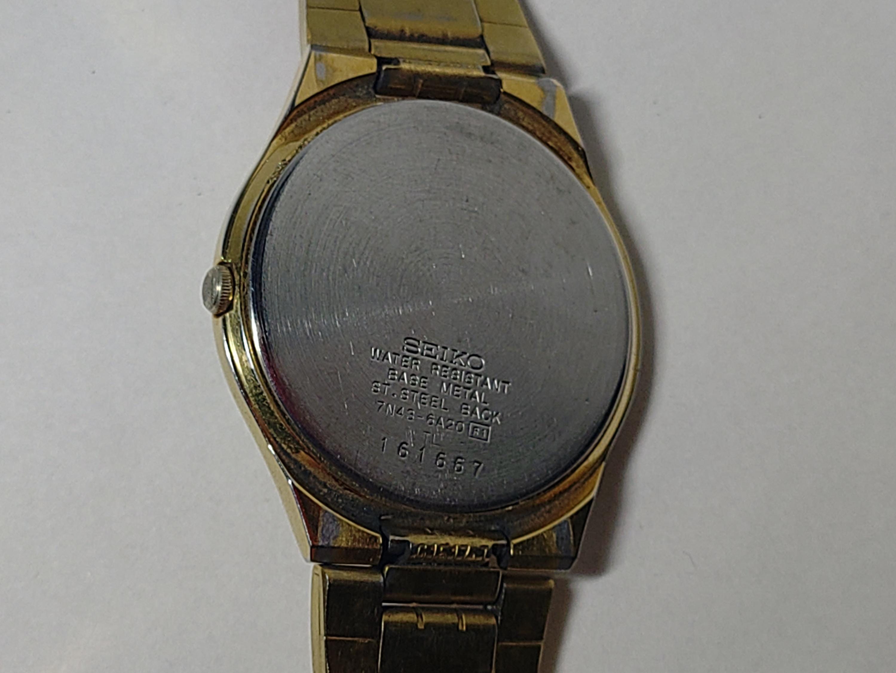 SEIKO 7N43-6A20 Gold Analog Vintage Watch Japan - Etsy