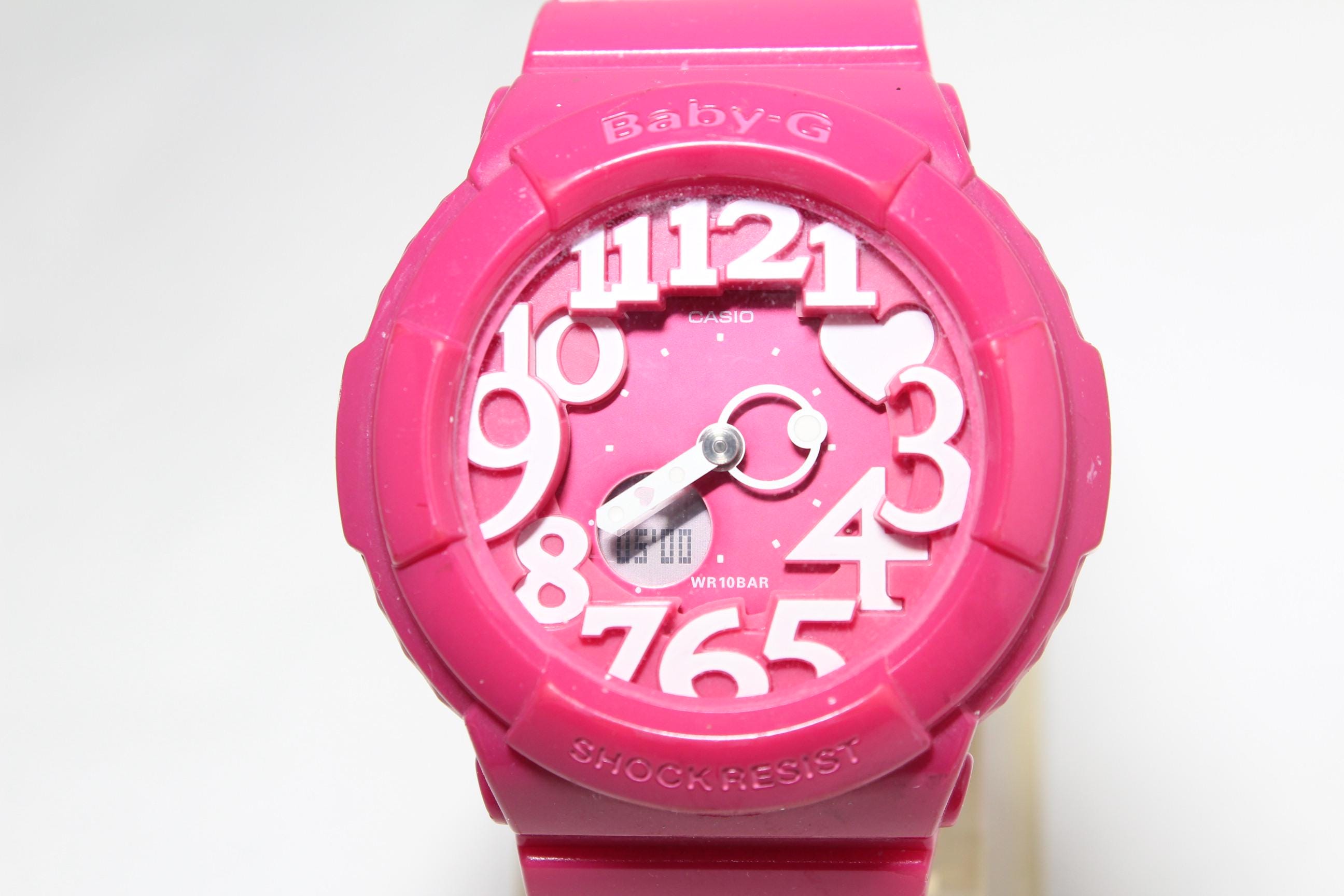 CASIO BGA-130 Pink Analog Digital Neon Dial Baby-g Watch - Etsy