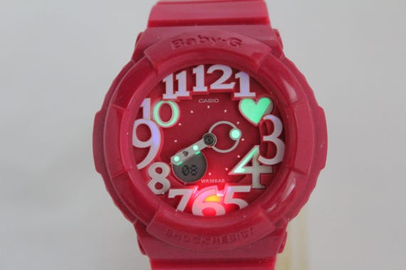 CASIO BGA 130 Pink Analog Digital Neon Dial Baby g Watch Etsy Sweden
