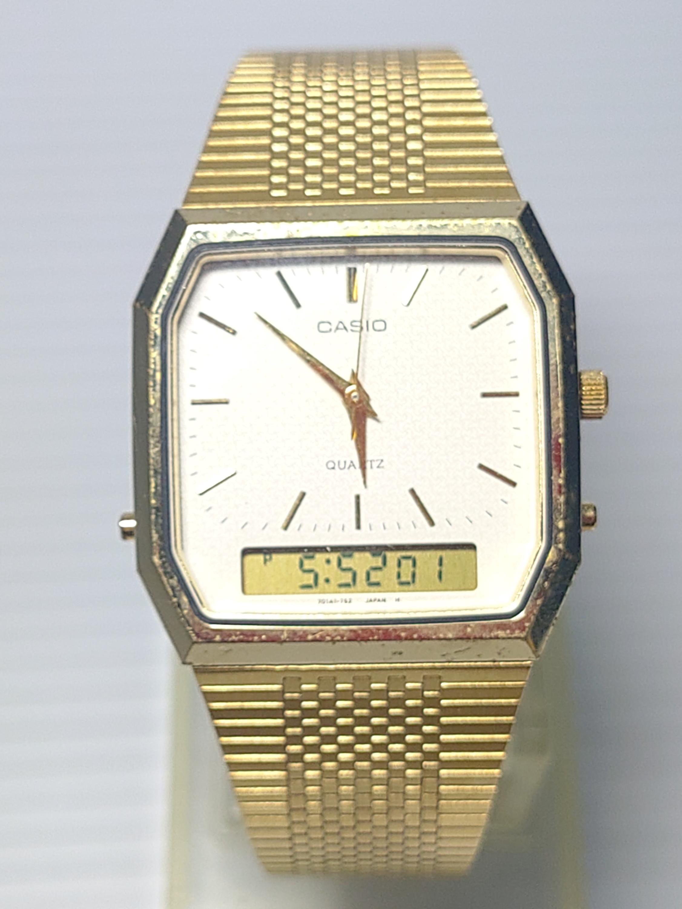 CASIO Analog Digital AQ-424 Gold Vintage Watch - Etsy CASIO Analog Digital AQ-424 Gold Vintage Watch - Etsy