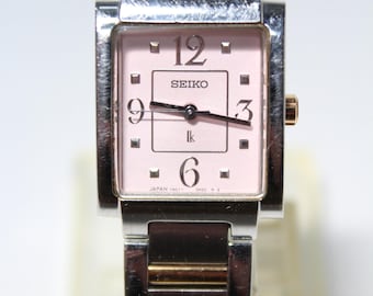 SEIKO LUKIA 1N01-0EA0 pink rectangle analog vintage watch