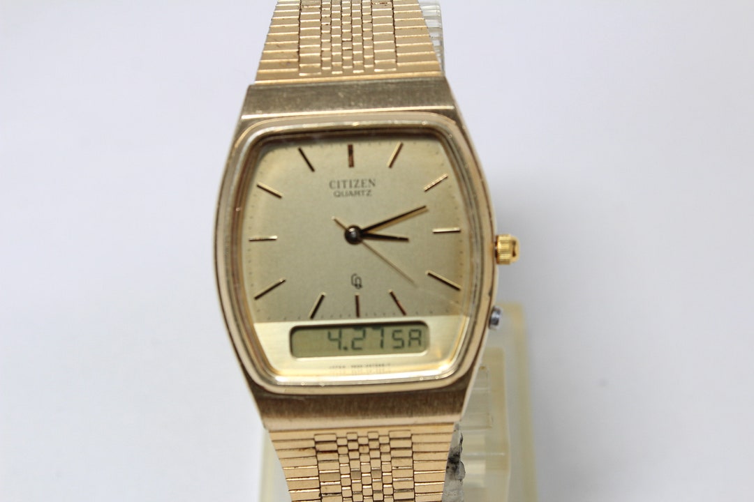 CITIZEN 置き時計 7JEWELS 昭和超貴重時計 CITIZEN 8930-082745 GN-7-S JAPAN Analog Gold Watch - Etsy