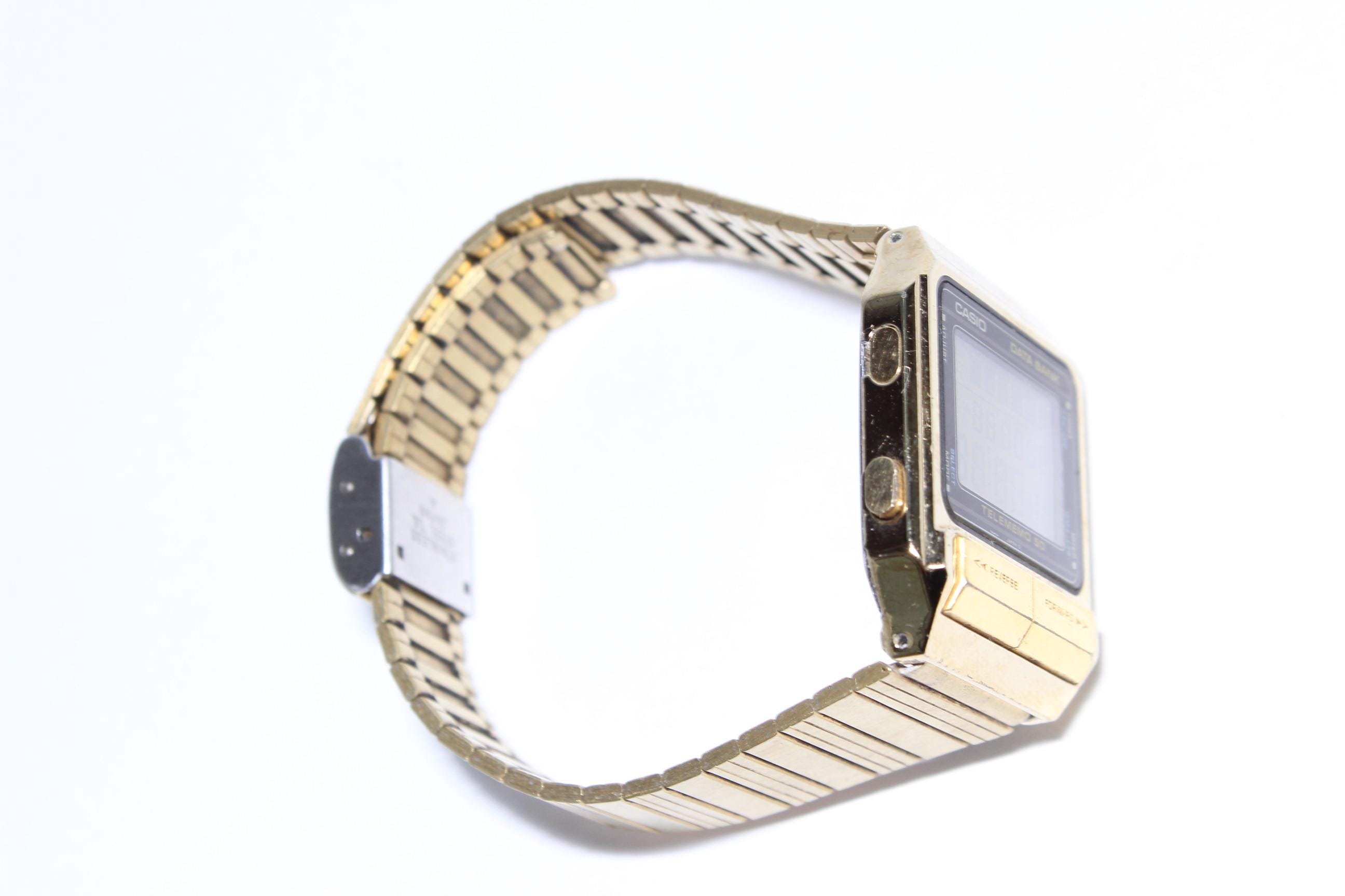Casio DATA BANK DB-500G Gold Telememo 50 Retro Watch Vintage 