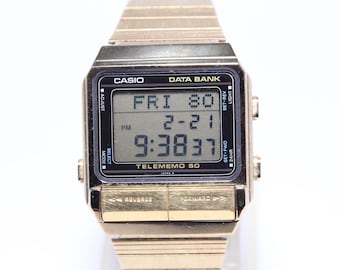 Casio DATA BANK DB-500G Gold Telememo 50 Retro Watch Vintage
