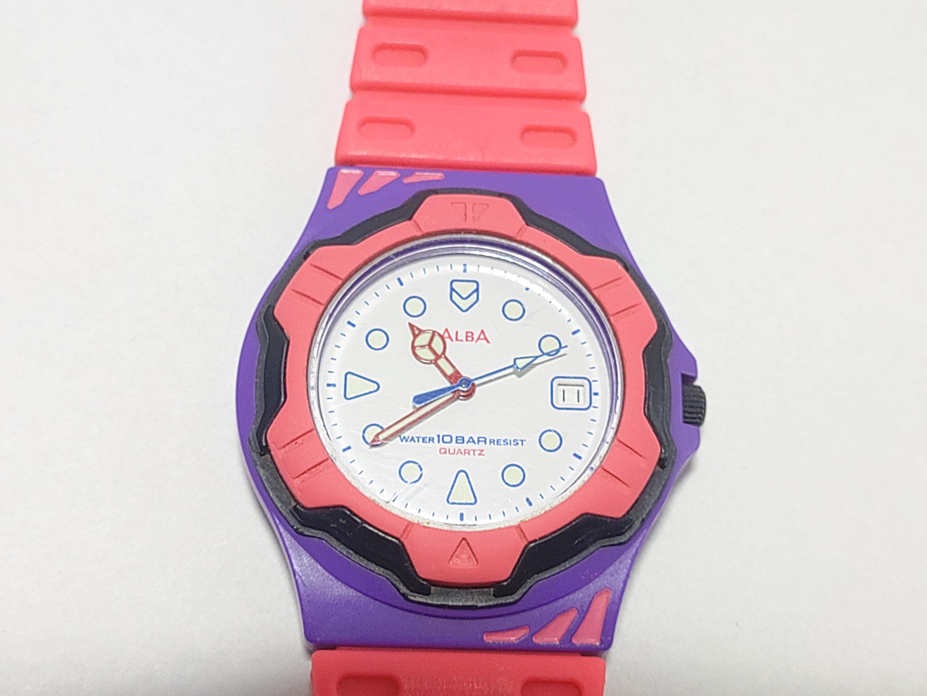 SEIKO ALBA V532-6F50 Vintage Sport Watch Pink Purple - Etsy