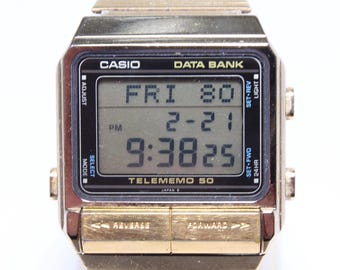 Casio DATA BANK DB-500G gold telememo 50 retro watch vintage casual square