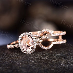Oval Cut Morganite Engagement Ring, 14K Rose Gold Pink Morganite Gemstone Engagement Ring for Women, Anniversary Birthday Gift For Her